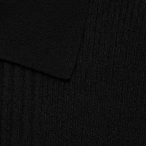 YT Black Super Fine Viscose Polo Sweater Women's Single Button Lapel Knit Top