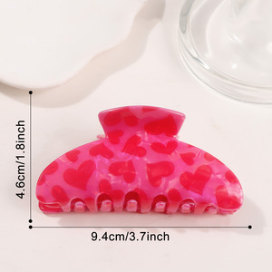 Pinces à cheveux à motif cœur rose, style doux, accessoires pour cheveux pour femmes, 10 cm, plastique de haute qualité, pour la Saint-Valentin - Product Image 5