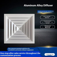 Diffuseur carré en alliage d'aluminium en gros, grille de ventilation arrière à quatre côtés, persienne d'aération pour climatisation centrale, design graphique