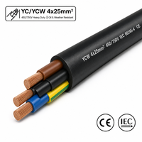 Câble électrique toronné en cuivre pur YC YCW 4x25mm, 4 conducteurs, 450V, gaine PVC robuste, IP44, industriel pour centrale électrique triphasée