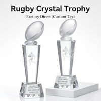 Trophée de rugby en cristal de haute qualité, gravé au laser 3D, design de joueur et ballon givré, récompense sportive MVP, vente chaude