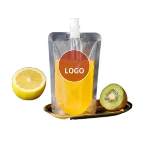Sachet De Jus Juice Sachet Bolsa Para Liquidos Transparente Stand Up Resealable Disposable Plastic Clear Drinking Spout Pouch