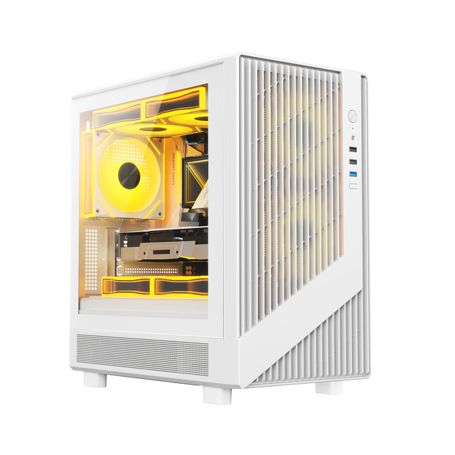 Ruix Meteor Micro-ATX Gaming Computer Case White with Clear Tempered Glass Fashionable Aluminum Alloy Mid Tower in Stock