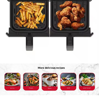 Friteuse à double Air Fryer Four intelligent à double panier avec écran LED coloré Appareil de cuisine commercial de grande capacité