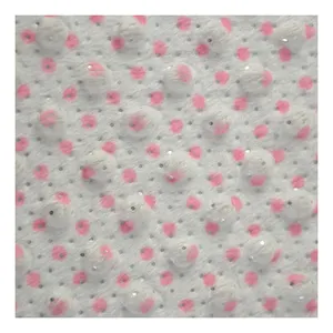 Tissu à pois Minky doux imprimé en polyester 100% à motif personnalisé pour couverture