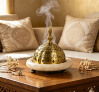 Brûleur à Bakhoor en marbre travertin naturel, brûleur d'encens Mabkhara pour table, Ramadan, Eid, décoration de maison et d'hôtel arabe