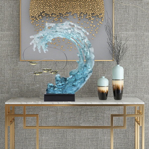 Escultura Moderna de Resina Transparente con Diseño de Pez y Olas, 550X200X760 mm, Decoración Artística para el Hogar, Ideal para Hoteles y Regalos de Inauguración - Product Image 3