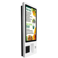 Kiosque de commande à écran tactile capacitif mural pour intérieur, machine de paiement en libre-service avec scanner et imprimante de reçus