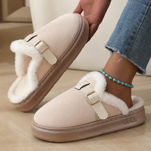 Nouvelles <span class=keywords><strong>mules</strong></span> à plateforme pour femmes 2026, style Boston, en daim, doublées de fourrure chaude, avec bride à boucle, pour l'intérieur et l'extérieur - Product Image 5