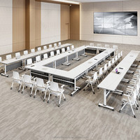Table de formation pliable moderne et convertible avec plateau modulaire rabattable, table de conférence écologique pour le bureau et l'école
