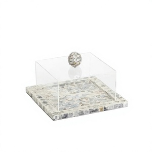 Plateau de service en bois avec couvercle en acrylique, qualité supérieure, fait main, design luxueux, plateau à chocolat - Product Image 1