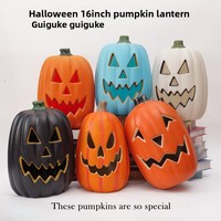 Lanterne citrouille d'Halloween lumineuse et ajourée en plastique de 16 pouces pour vitrines de centres commerciaux et décoration de scènes