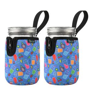 Venta caliente al por mayor barato 1 cuarto Mason Jars mangas neopreno 32oz boca regular y ancha Mason Jar mangas soporte con asa - Product Image 4