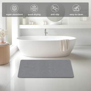 Tapete de Baño Super Absorbente de Diatomeas Grises, Impermeable, de Secado Rápido, Antideslizante, Tamaño Personalizable, Moderno - Product Image 3