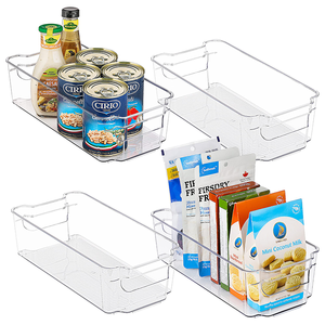 Pack of 6/8 Pieces Refrigerator Vegetable/Fruit/Seafood PET Storage Box Acrylic Kitchen Fridge Organizer Bins