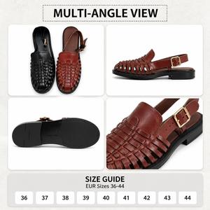 Birotzxiues <span class=keywords><strong>Sandales</strong></span> de pêcheur tissées en cuir véritable Huarache, à bride réglable, unisexe, pour l'été et la plage, taille européenne 36-44 - Product Image 6