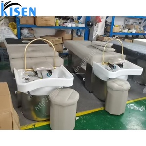 Table de lavage de cheveux en métal Kisen 2025 de qualité supérieure, en acier inoxydable, avec revêtement en cuir PU imperméable - Product Image 1