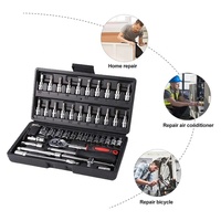 Vente directe d'usine, outils à main robustes de qualité supérieure, kit de réparation automobile de 46 pièces, jeu de clés à douilles, boîte en plastique, Tooljoy