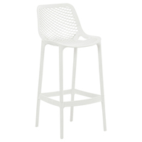 Tabouret de bar en maille PP ergonomique imperméable de style nordique pour l'extérieur, chaise de bar en plastique perforé avec dossier pour café et restaurant
