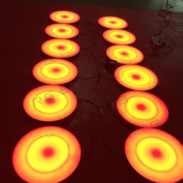 Outdoor IP65 Waterproof RGB Full Color Led Round Sensitive Interactive Dance Floor Tiles