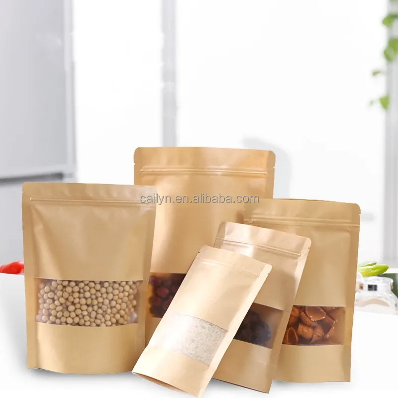 Cailyn Custom printed food grade stand up zip lock packaging pouch biodegradable kraft paper bags