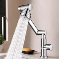 360 °   Robinet de lavabo de salle de bain à bras rotatif en acier inoxydable, mitigeur de cuisine monotrou à poser sur comptoir pour eau froide et chaude