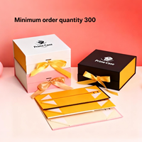 Boîtes cadeaux en papier pliantes de qualité supérieure avec logo personnalisé, taille du ruban, rose et noir, forme rectangulaire, emballage magnétique