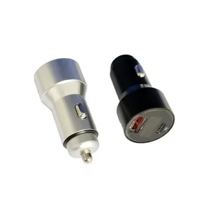 Nieuwe Aankomst Aluminiumlegering 2 Poort 24V 12V Type C Dual Poort Usb Snel Opladen Auto Mobiele Oplader