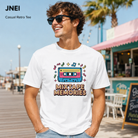 JNEI Retro Style Grafische T-shirt 100% Polyester Zonnebescherming 150gsm Performance Streetwear Kleding