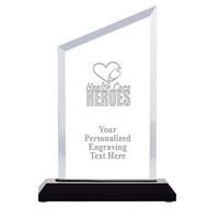 Trophée en acrylique cristallin en forme de cœur, plaque de récompense personnalisée en plexiglas, bloc autoportant