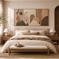 Tableau mural moderne horizontal imprimé HD sur toile écologique, style Wabi-Sabi Bohème Minimaliste, pour la décoration de tête de lit de chambre