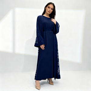 Abaya de luxe en polyester avec dentelle, design personnalisé, élégante, OEM ODM, vente en gros, robe de soirée pour femmes musulmanes - Product Image 4