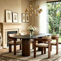 Ensemble de table et chaises de salle à manger en bois massif pour l'intérieur, structure en bois robuste, meubles pour la maison et l'hôtel