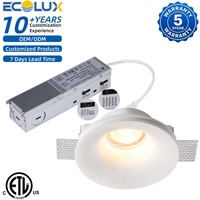 Ecolux Moderne 7W 5CCT Plafonnier LED Encastré ETL, Luminaire Mural Encastré en Plâtre GU10, Lampe en Plâtre Sans Cadre, Downlights Encastrés en Plâtre