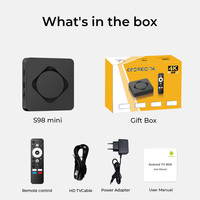 S98 Mini RK3518 Android 14 Box TV Rockchip 2 Go de RAM WiFi 6 4K OTT Smart TV Box avec Télécommande Vocale Bluetooth