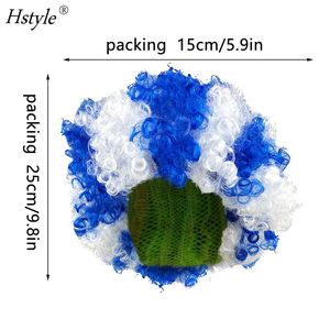 Bandera de la Copa del Mundo de fútbol de Catar, peluca de colores, accesorios de Festival de animación para fanáticos del fútbol, diadema de explosión de arcoíris para fiesta, HS733 - Product Image 2