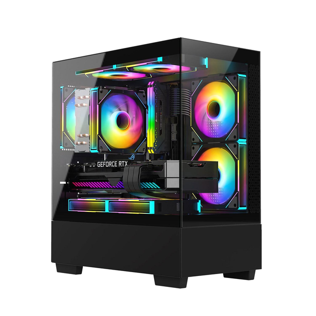 High Quality Popular Full Vision Tempered Glass Desktop Pc Gaming Computer Matx Mid Tower Gaming Pc Gamer Cabinets
