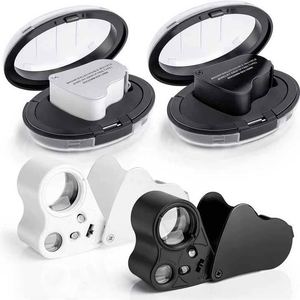 Jewelry Loupe 2-Lens 30x 60x Jewelry Appraisal Antique <b>Magnifying</b> Glass Portable LED Magnifier Mini for Diamond Folding - Product Image 1