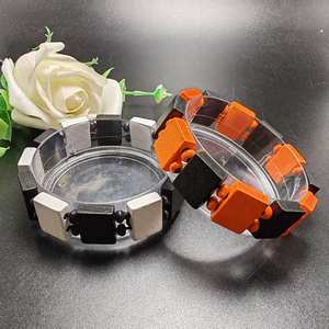 Pulsera de panel en blanco de madera mixta de dos colores para icono religioso santo pulsera de pieza cuadrada de madera <span class=keywords><strong>Rosario</strong></span> pulsera elástica - Product Image 1