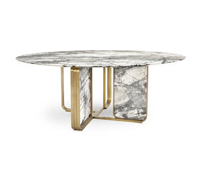 Tavolo da Pranzo Moderno Italiano <span class=keywords><strong>Nova</strong></span> con Superficie in Marmo, Set da 4, 6, 8 Posti per Casa, Hotel, Esterni e Giardino - Product Image 2
