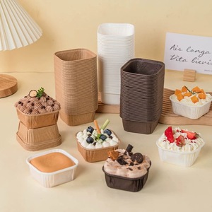 Fourniture de boulangerie Plateaux à dessert jetables antiadhésifs pour four Jetable 65*35mm Carré Cupcake Tasse de cuisson - Product Image 4