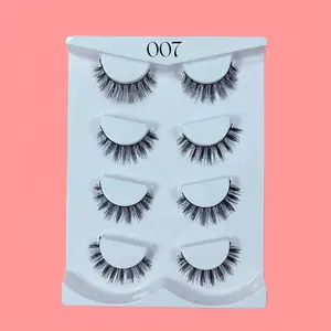 Toptan 747 el-bağlı şeffaf bant 3D sentetik yanlış kirpik 5 pairs 10 pairs Wispy doğal temizle band ipek lashes