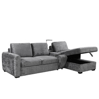 Canapé-lit d'angle deux places de style européen avec porte-gobelets, rangement, rembourrage en éponge, durable et écologique, pour salon - Vente en gros