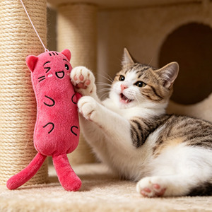 Jouet à mâcher en peluche pour chat, motif dessin animé, avec son, à la catnip, pour le nettoyage des dents, résistant aux morsures, anti-ennui, pour chatons, usage intérieur - Product Image 4