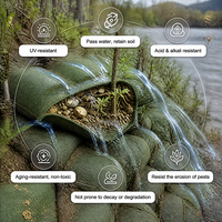 Sac géotextile en polypropylène non tissé résistant aux UV et aux déchirures, vert et noir, anti-vieillissement, pour projets de terrassement à long terme
