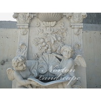 Décor de jardin extérieur luxe marbre blanc granit chérubin et tête de lion Statues mur fontaine d'eau prix