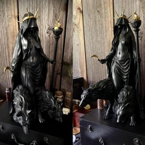 Sorcière <span class=keywords><strong>de</strong></span> la nuit Décoration intérieure Halloween Hécate Sorcière grecque Statue Figurine Chiens modernes <span class=keywords><strong>de</strong></span> la magie Sculpture en résine - Product Image 4
