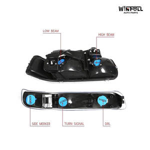 Ensemble de phares 12V 55W neuf compatible avec Chevrolet Silverado 15/25/3500 HD 1999-2002, Tahoe Suburban 2000, boîtier noir, ambre - Product Image 3