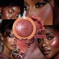 Bedak Rias Wajah Grosir Darkme Powder Blush Warna Cokelat Peach Terracotta Berkilau dengan Hasil Akhir Mutiara Glitter Highlighter Blush