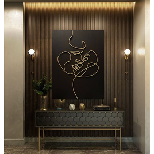 Arte Murale Minimalista Nordica con Figura Femminile in Linea Singola, Dipinto Astratto su Tela con Filo <span class=keywords><strong>d</strong></span>'Oro 3D Testurizzato per Camera da Letto Moderna - Product Image 6